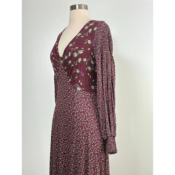 Free People Love  Story Maxi Dress in Rasin Combo Purple Size Medium NWT - Picture 7 of 12